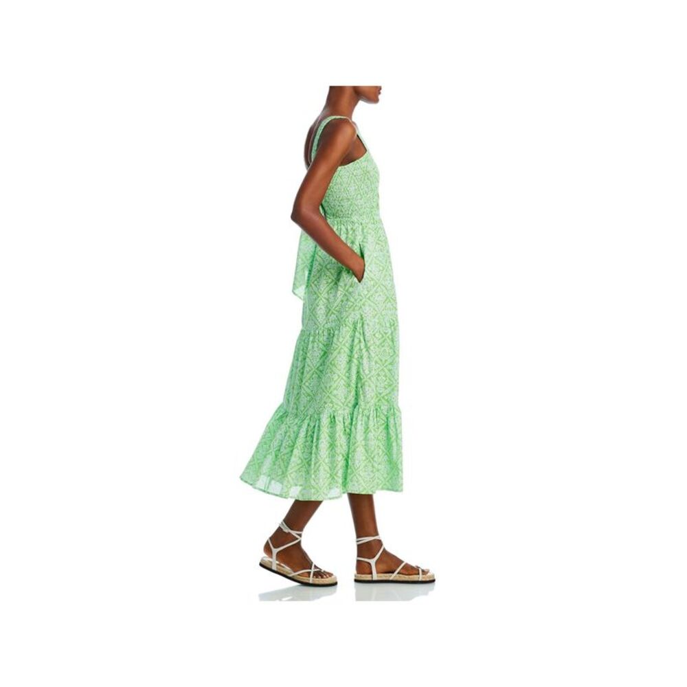 BANJANAN Womens Green Tie Skirt Lined Elastic Waist Sleeveless Midi Dress XXL - Picture 3 of 3